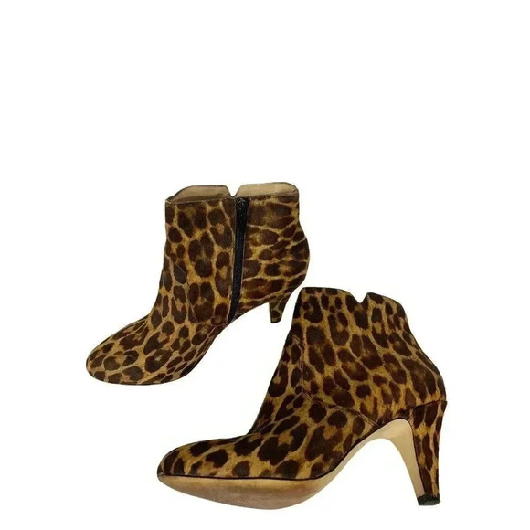 INC womens size 7M‎ pony hair leopard animal print heel boot booties - Picture 1 of 9